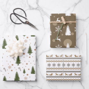 3 Feuilles De Noël Thème Papier Enveloppant