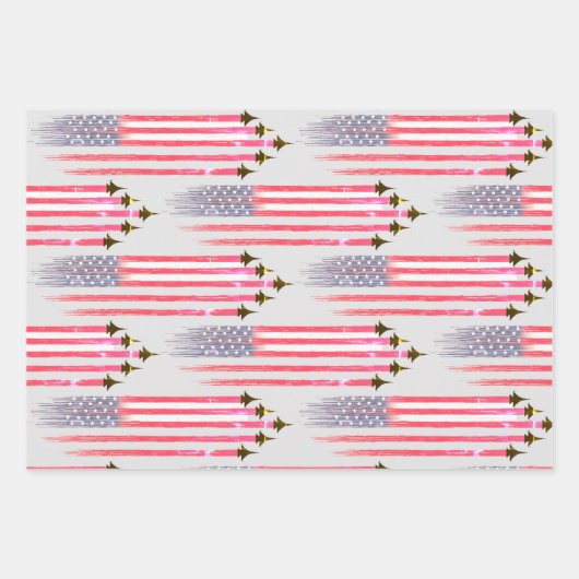 3 Feuilles de papier à envelopper Aéronef américai (Devant 3)