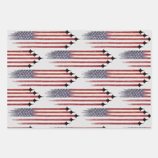 3 Feuilles de papier à envelopper Aéronef américai (Devant 2)