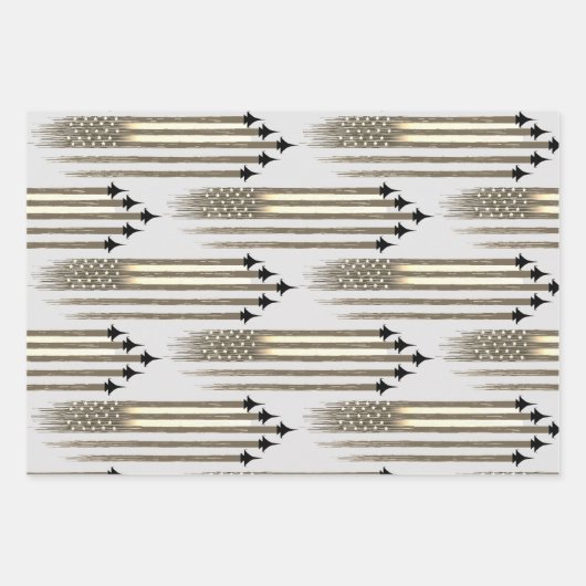 3 Feuilles de papier à envelopper Aéronef américai (Devant)