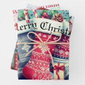 3 feuilles de papier cadeau de Noël thèmes différe (En situation)