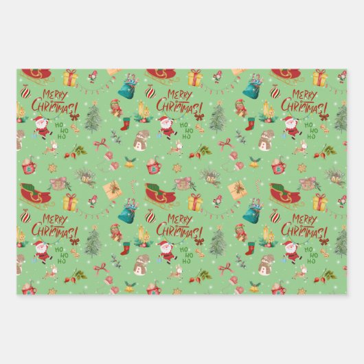 3 Feuilles De Papiers Enveloppés De Noël (Devant 3)