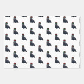 (3) Feuilles d'emballage de Noël de chien et de fa (Devant 2)