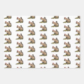 (3) Feuilles d'emballage de Noël de chien et de fa (Devant)