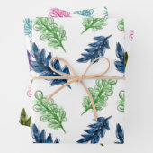 3 feuilles d'emballage, flûtes de style aquarelle (En situation)