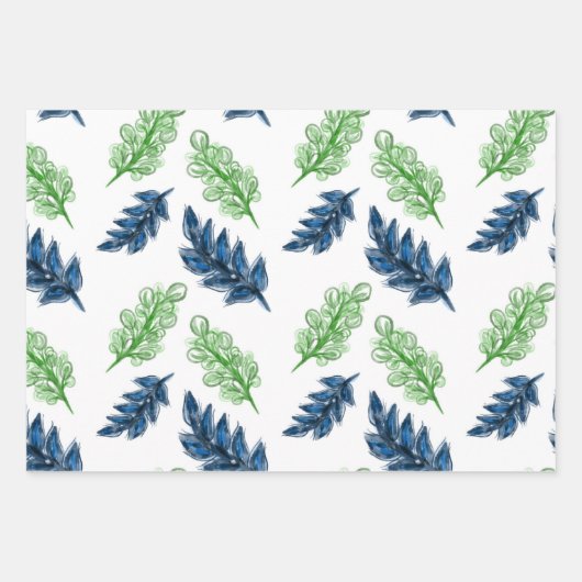 3 feuilles d'emballage, flûtes de style aquarelle (Devant)