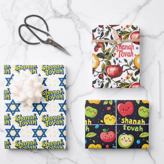 3 feuilles d'emballage Shanah Tovah (Recto)