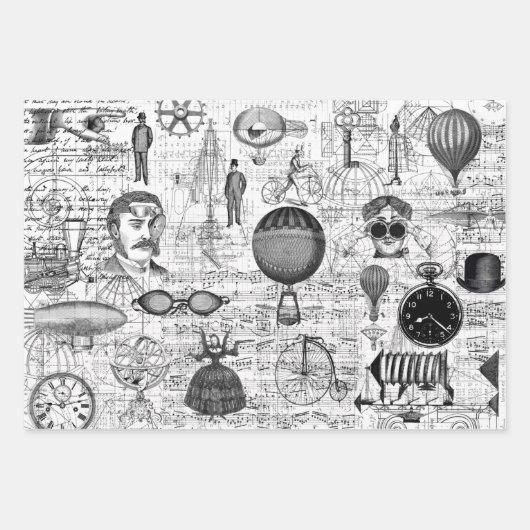 3 feuilles Ephemera Collage Steampunk (Devant 3)