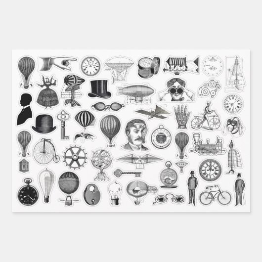 3 feuilles Ephemera Collage Steampunk (Devant 2)
