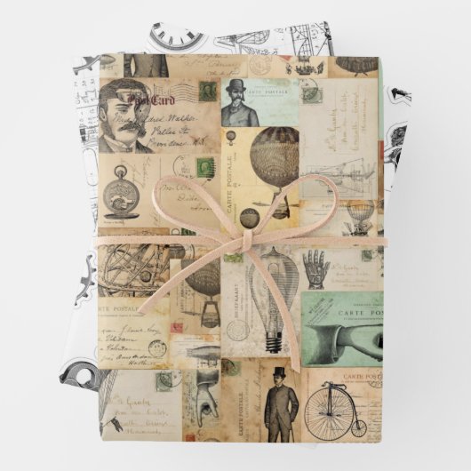 3 feuilles Ephemera Collage Steampunk (En situation)