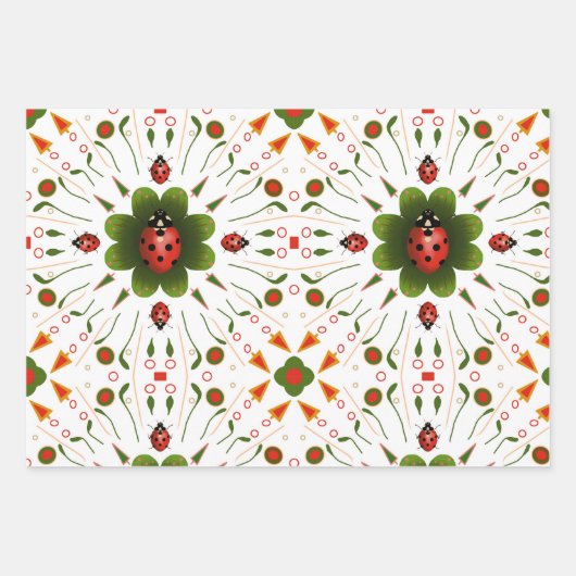 3 Feuilles papier d'enrobage - Design Ladybug (Devant 3)