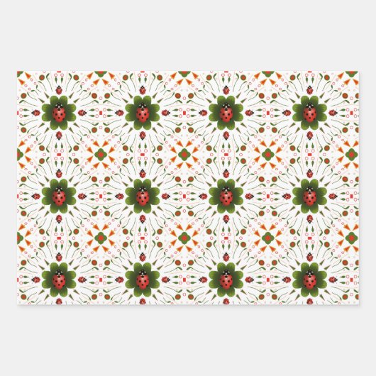 3 Feuilles papier d'enrobage - Design Ladybug (Devant)