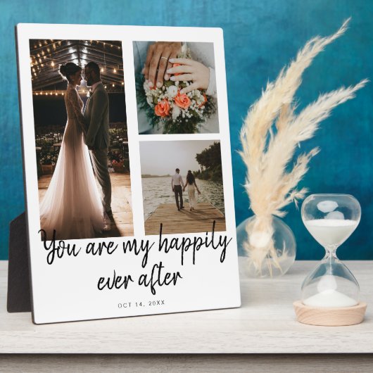3 Foto 1e bruiloft Jubileum Collage Quote Fotoplaat (Zijkant)
