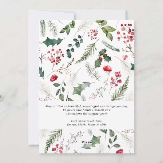 3 Foto Aangepaste bericht Botanische Vrolijke Kers Feestdagenkaart (Achterkant)