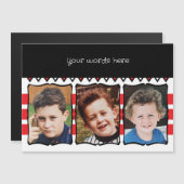 3 foto aangepaste woorden rode magnetische kaart (Voorkant / Achterkant)