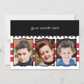 3 foto aangepaste woorden rode magnetische kaart (Voorkant)