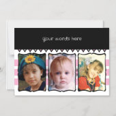 3 foto aangepaste woorden roze magnetische kaart (Voorkant)