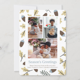 3 Foto Acorn Patroon Seizoenen Groeten Feestdagenkaart