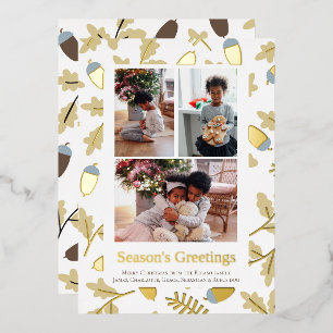 3 Foto Acorn Patroon Seizoenen Groeten Folie Feestdagenkaart