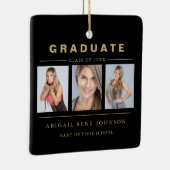 3 Foto Afstuderen Collage Afstuderen Black Gold Keramisch Ornament (Rechts)