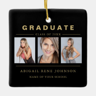 3 Foto Afstuderen Collage Afstuderen Black Gold Keramisch Ornament