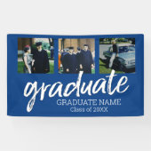 3 Foto Afstuderen - Modern Afstuderen Script Blue Spandoek (Horizontaal)