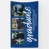 3 Foto Afstuderen - Modern Afstuderen Script Blue Spandoek (Verticaal)