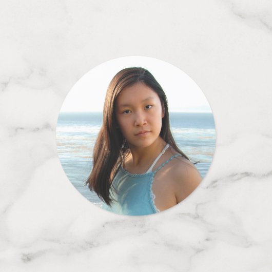 3 Foto Afstuderen Turquoise Blue Glitter Script Confetti (Kleine voorkant)