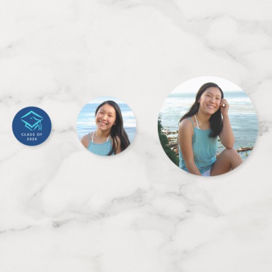 3 Foto Afstuderen Turquoise Glitter Script Navy Confetti (Achterkanten)