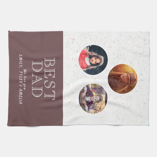 3 Foto Best Dad Typography Father Day Theedoek (Horizontaal)