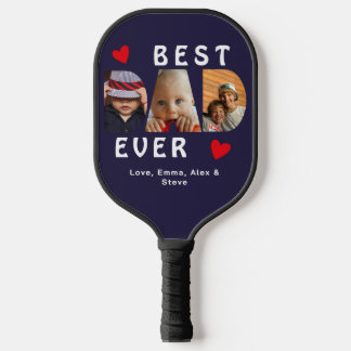 3 Foto Best Pap Ever Blue Collage Aangepast Pickleball Paddle