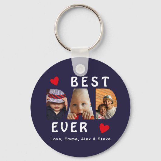 3 Foto Best Pap Ever Collage Custom Sleutelhanger (Voorkant)
