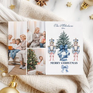 3 Foto Blauwe Chinoiserie Notenkraker Kerstmis Feestdagenkaart