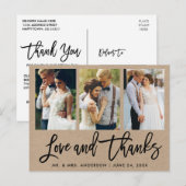 3 Foto Borstel Schrift Trouwliefde Dank Kraft Briefkaart (Voorkant / Achterkant)
