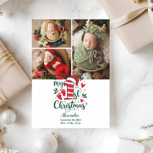 3 Foto Candy Cane Baby 1e kerst Feestdagenkaart