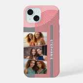 3 Foto Collage - boho coral line art arch - naam iPhone 15 Hoesje (Achterkant)