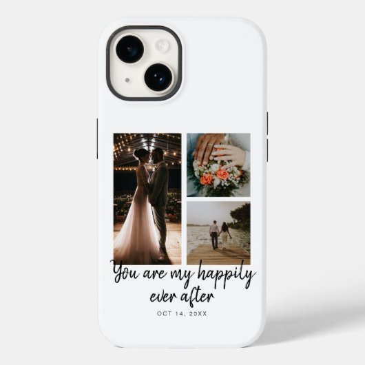 3 Foto Collage Bruiloft Jubileum Quote Case-Mate iPhone Case (Achterkant)