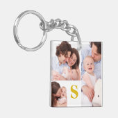3 Foto Collage Custom Monogrammed Sleutelhanger (Voorkant Links)