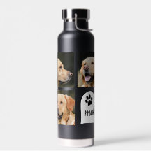 3 Foto Collage Dog Name Black and White Heart