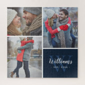 3 Foto Collage en aangepast monogram | marine Legpuzzel (Verticaal)