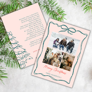 3 Foto Collage Golvend Doodle Frame Boog Kerstmis Feestdagenkaart