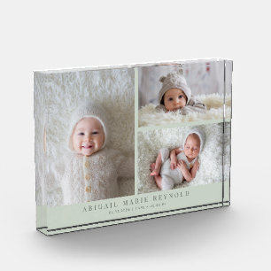3 Foto Collage Groen Nieuwe Baby Aandenken