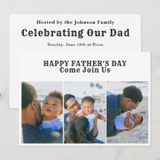 3 Foto Collage Happy Fathers Day Cookout Party Kaart