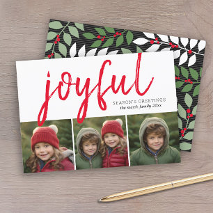3 Foto collage - Joyful Season's Greetings Black Feestdagenkaart