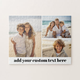3 foto collage met 1 regel scripttekst legpuzzel