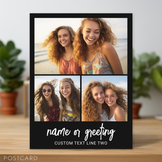 3 Foto collage met Script-tekst - zwart wit Briefkaart