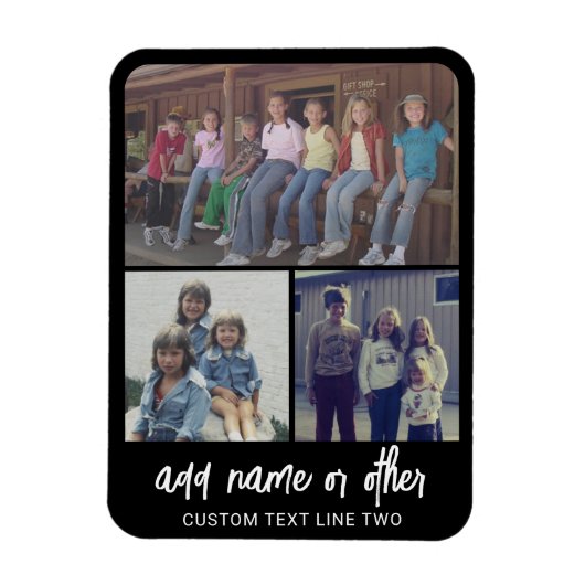 3 Foto collage met Script-tekst - zwart wit Magneet (Verticaal)