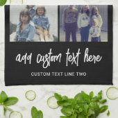 3 Foto collage met Script-tekst - zwart wit Theedoek (Gevouwen)