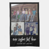 3 Foto collage met Script-tekst - zwart wit Theedoek (Verticaal)