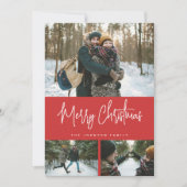 3 Foto Collage Minimalistische Moderne Kerstkaart (Voorkant)